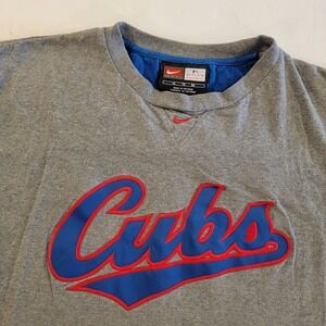 Chicago Cubs Shirt Mens XL Gray MLB Baseball Nike Y2K Script Cotton Tee
